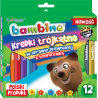 Bambino Kredki trójkątne w oprawie drewnianej z temperówką 12 sztuk - 1